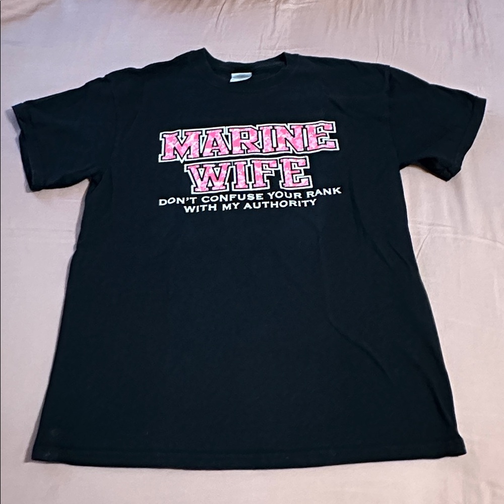 MARINE WIFE - Gildan Black Ultra Cotton T-Shirt - Medium